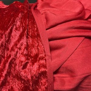 2.5 yards of red crushed panne velvet knit fabric